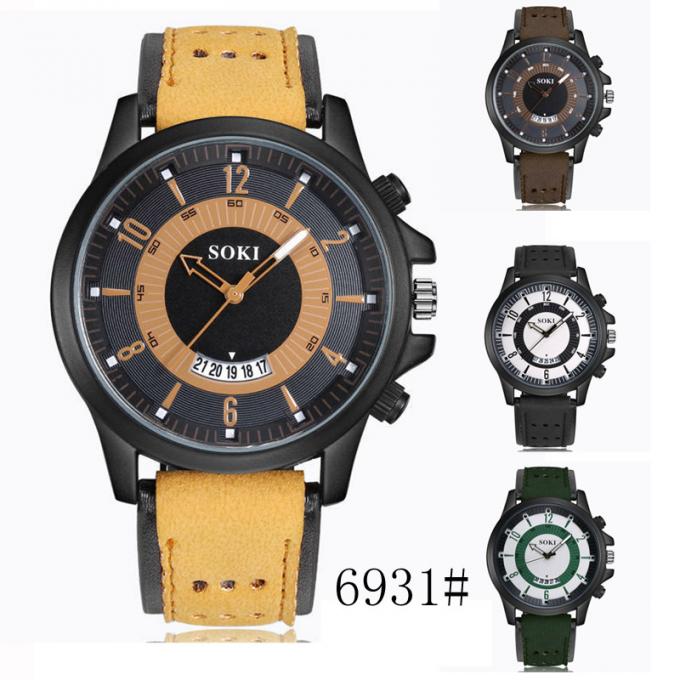 Кожа кварца стороны нового дизайна ВДЖ-4723 большая наблюдает наручные часы хандватчес спорта низкой цены ясные