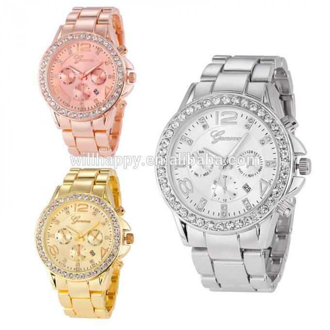 Наручные часы вычуры моды кристаллического страза ВДЖ-6433 очаровательные красивые элегантные